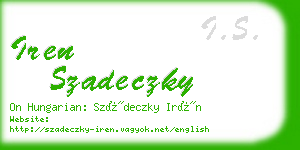 iren szadeczky business card